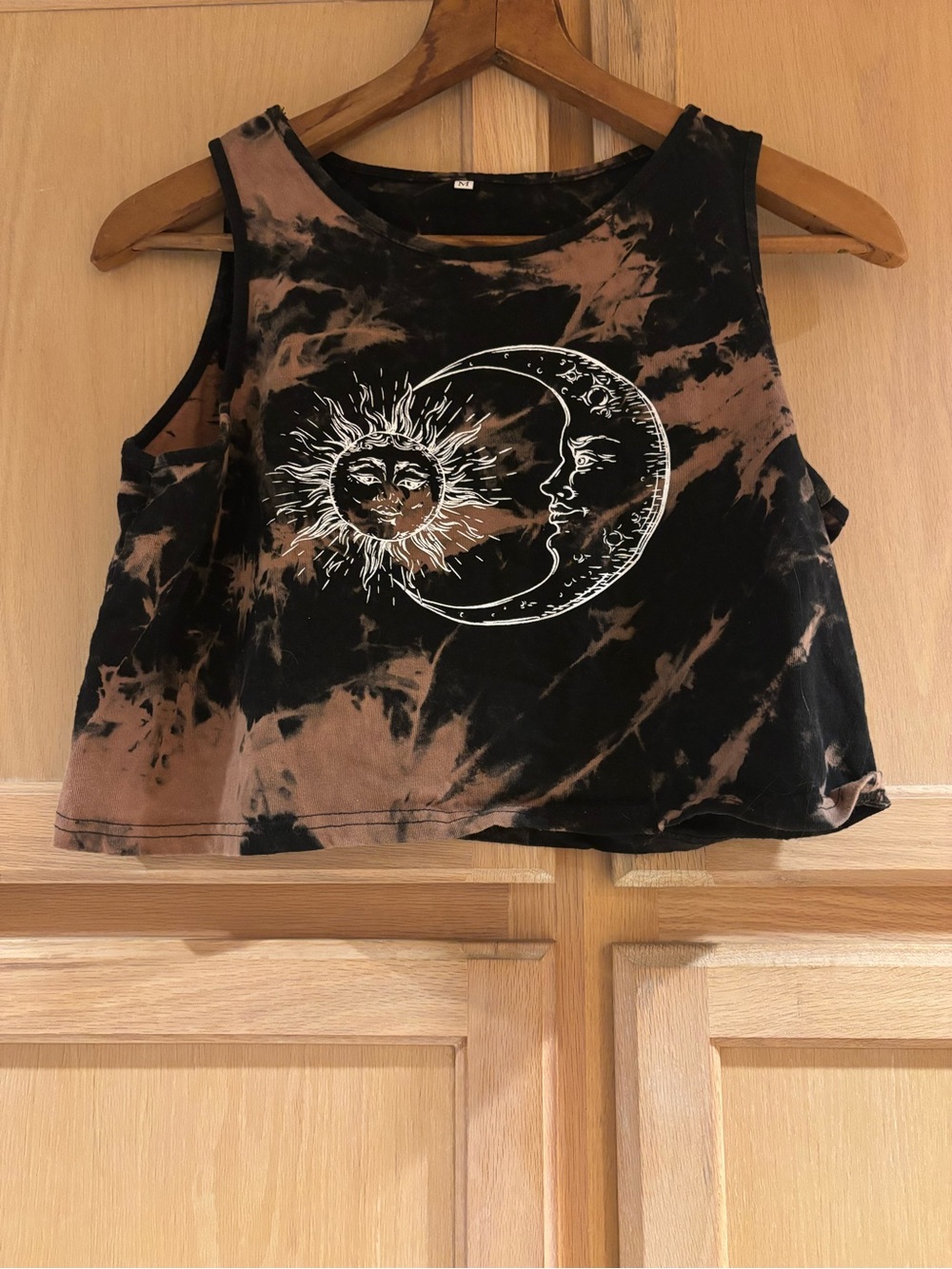 Amazon Black Tie-Dye Sun & Moon Crop Top
